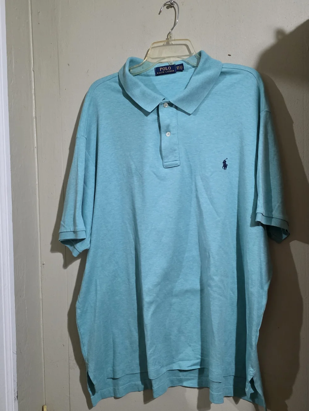 Ralph Lauren Men's Aqua/Light Blue Polo Shirt Used Size 2XB